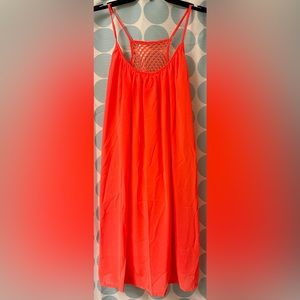 Long flowy lightweight summer dress, Bright orange, Size M